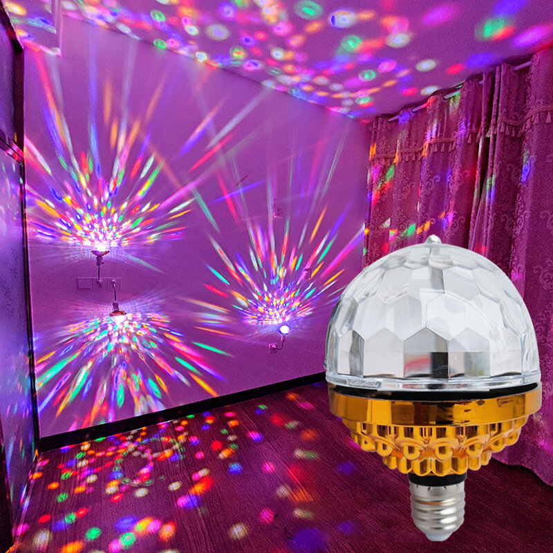 E27 Mini obracanie magiczna lampa kula RGB lampa projektora Party DJ kula dyskotekowa lampa kula dla domu Party KTV Bar etap oświetlenie ślubne