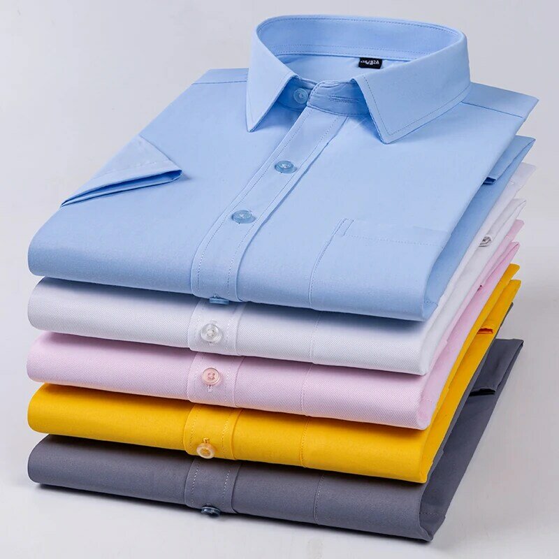 Men Short Sleeve Shirt Summer Casual Oversize Plus Size 7XL 8XL 10XL 11XL Fashion Basic Solid Twill Business White Dress Shirts