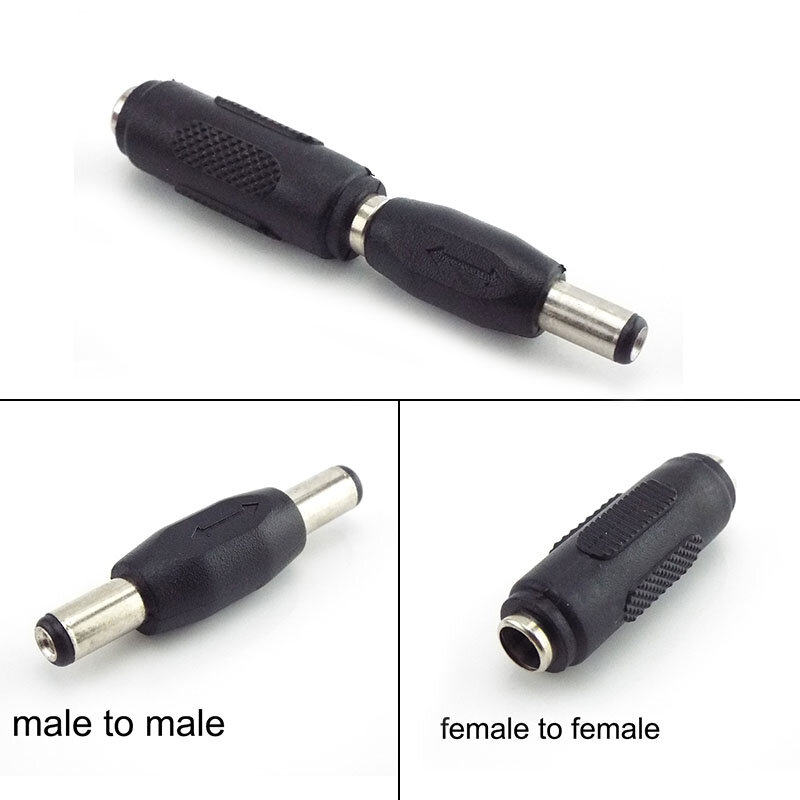 DC Power Conversão Cabeça Dupla, macho para macho fêmea para fêmea, painel adaptador de montagem, conector Jack, A7, 5x2.1mm, 12V