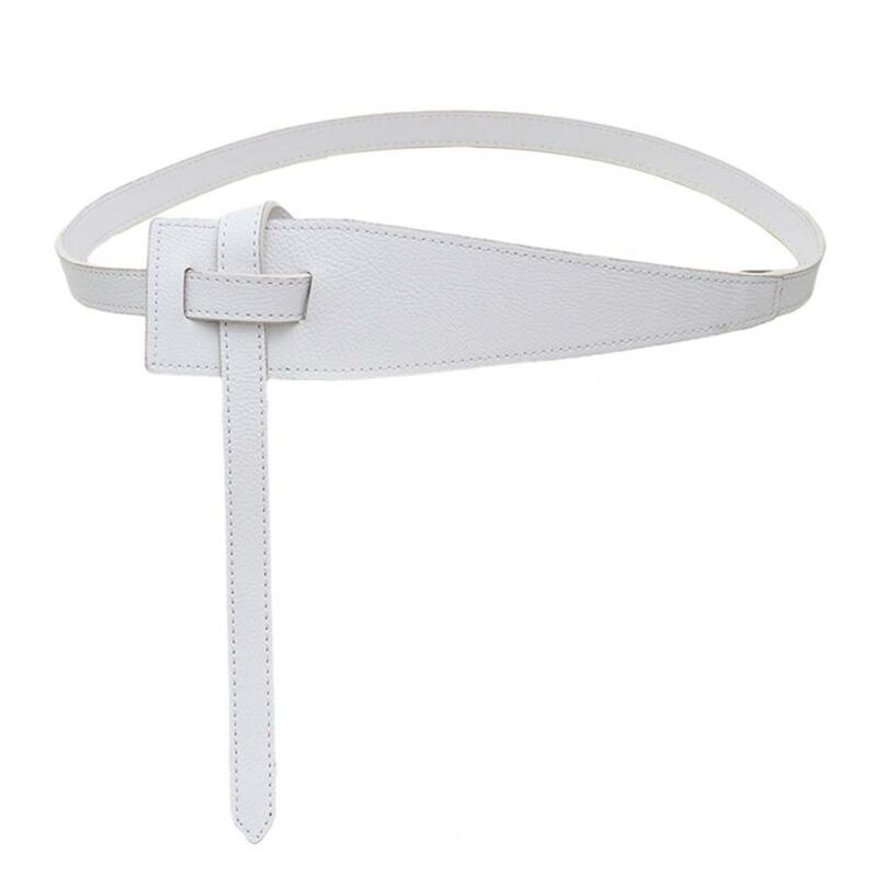 Female Faux Leather Belt Korean Style Irregular Shape Faux Leather Belt with Adjustable Knot Long Waistband for Women
