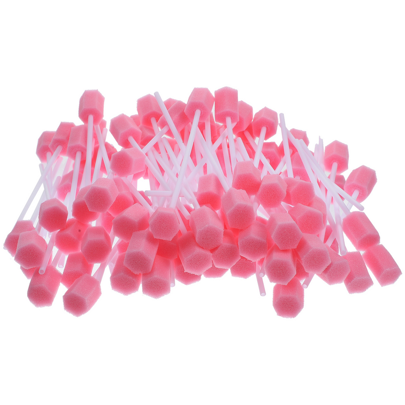 Disposable Oral Care Sponge Swab Tooth Cleaning Baby Tooth Brushs Care Sponge Swab Tooth (Pink) Isopropylic Water sticks