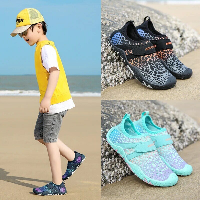 Новые быстросохнущие детские акватуфли для отпуска, пляжные акватуфли для девочек, обувь для плавания, походная обувь для мальчиков, 25-38 #