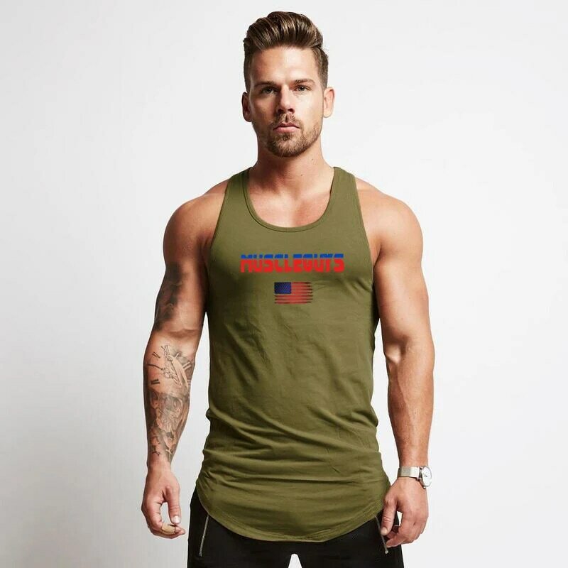 Neueste Fitness studio Bodybuilding Sommer Baumwolle atmungsaktive ärmellose Slim Fit T-Shirts Männer lässig Mode Hip Hop Workout Muskel Tanktops