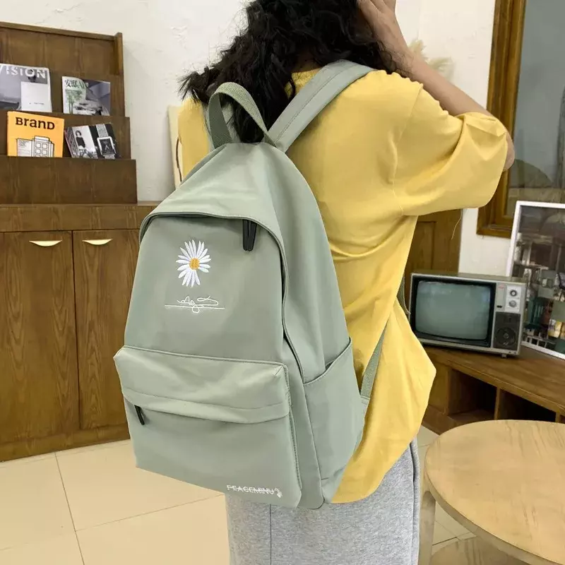 Школьный ранец для девочек-подростков, женский рюкзак с принтом для книг, школьный портфель для учеников средней школы, большой нейлоновый мешок с милыми цветами