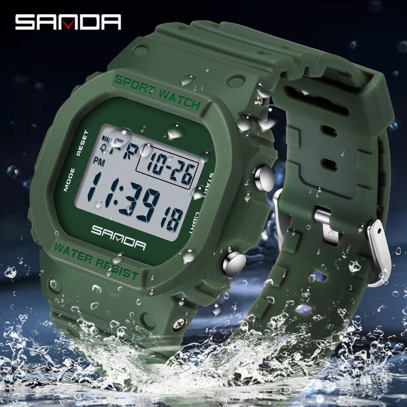 Relógio Digital Luminoso Impermeável Masculino SANDA, Relógio de pulso esportivo militar, 2107, Relógios masculinos