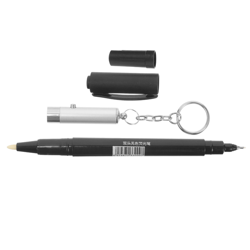 Marcador UV permanente segurança com lâmpada, tinta invisível caneta, Dual Ends