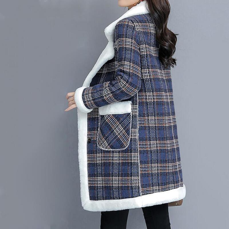 Casaco de trincheira feminino xadrez único breasted gola turndown casaco outono inverno comprimento médio outwear streetwear feminino jaqueta jacket jacket jacket jacket