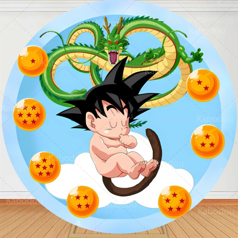 Dragon Ball okrągłe tło dla dzieci Goku chłopcy urodziny na imprezę dekoracja Baby Shower fotografia tło koło Studio Prop