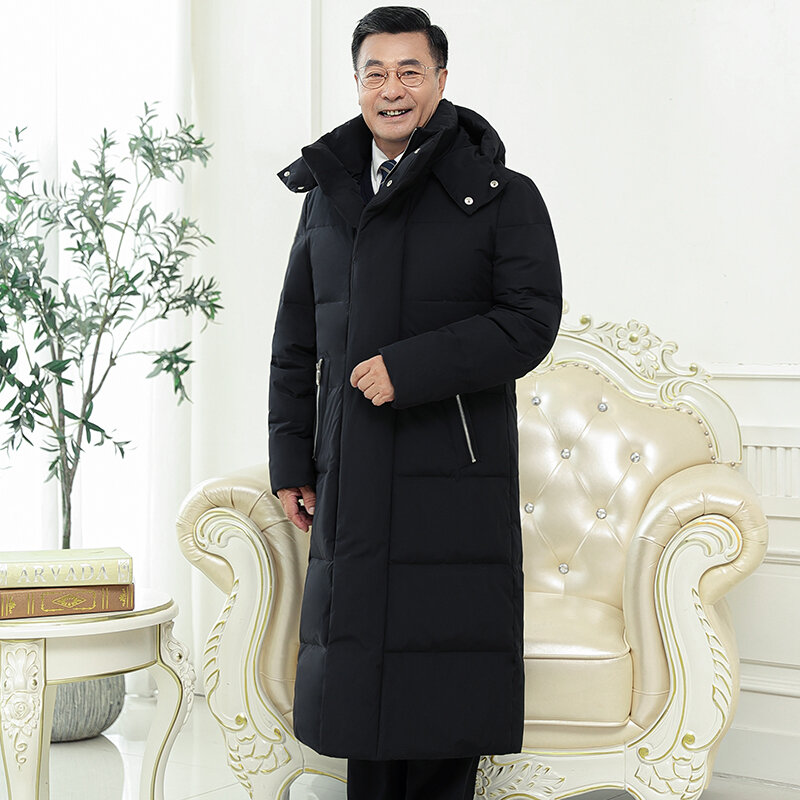 최고 품질 겨울 다운 재킷-30 2023 화이트 덕 다운 남자 겨울 코트, X-긴 무릎 두꺼운 따뜻한 남자 재킷-30 90%