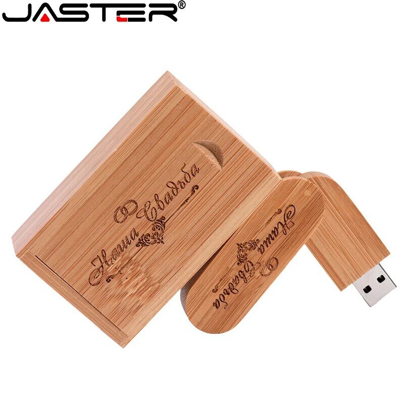 JASTER 5 قطعة/الوحدة خشبية USB 2.0 محركات أقراص فلاش 128 جيجابايت شعار مجاني تدوير القلم محرك 64 جيجابايت مع صندوق ذاكرة عصا الإبداعية هدية U القرص