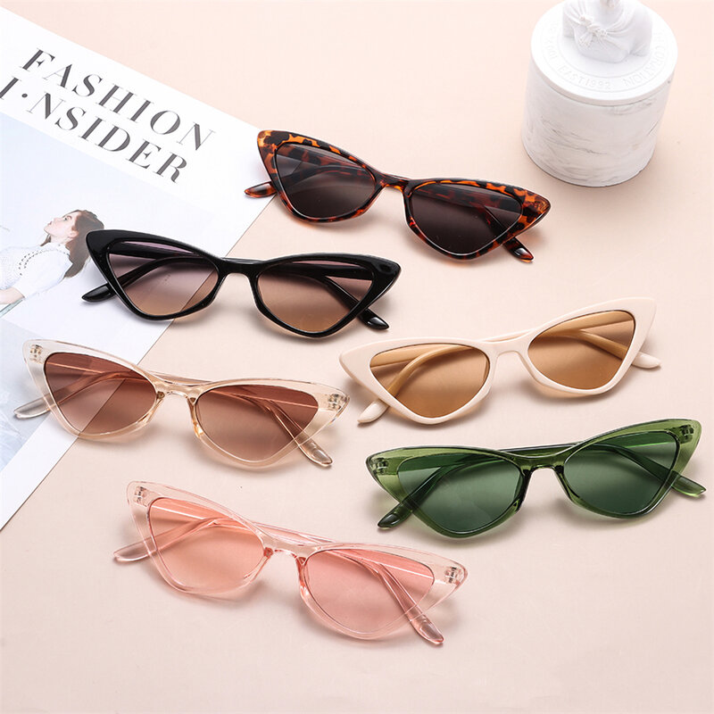 1 قطعة خمر القط العين النظارات الشمسية للنساء إطار صغير نظارات شمسية كلاسيكية UV400 حماية نظارات الموضة العصرية القيادة نظارات