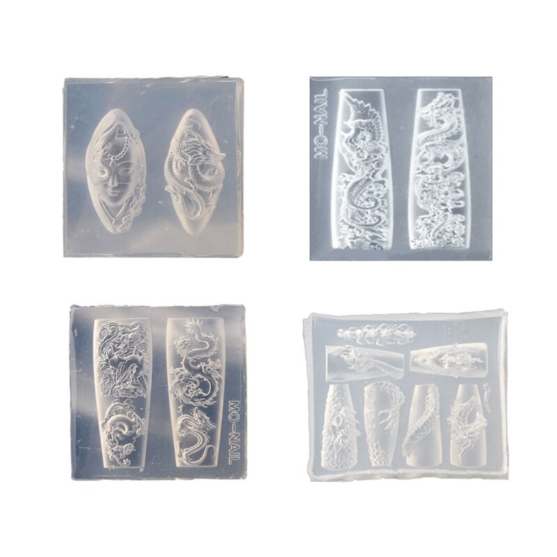 Stampo in silicone Stampi per fusione per art Strumenti per scultura in rilievo fai-da-te Stencil per unghie