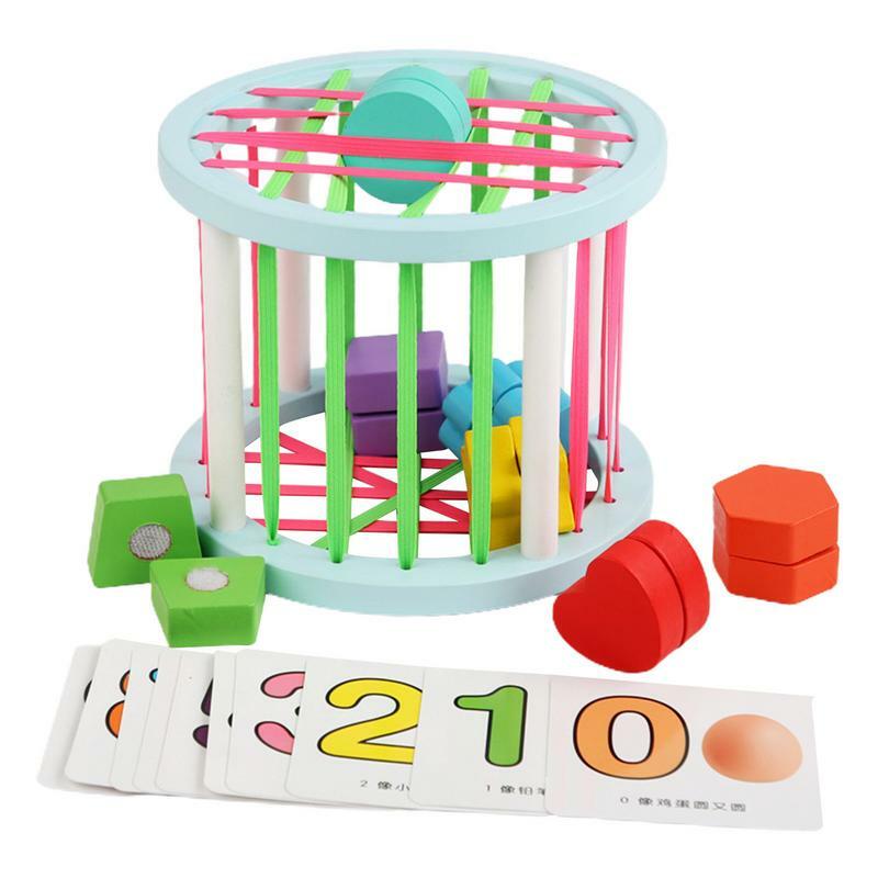 Mainan Sorter kubus susun warna, mainan belajar dengan 10 kartu nomor perkembangan dini untuk balita anak laki-laki dan perempuan
