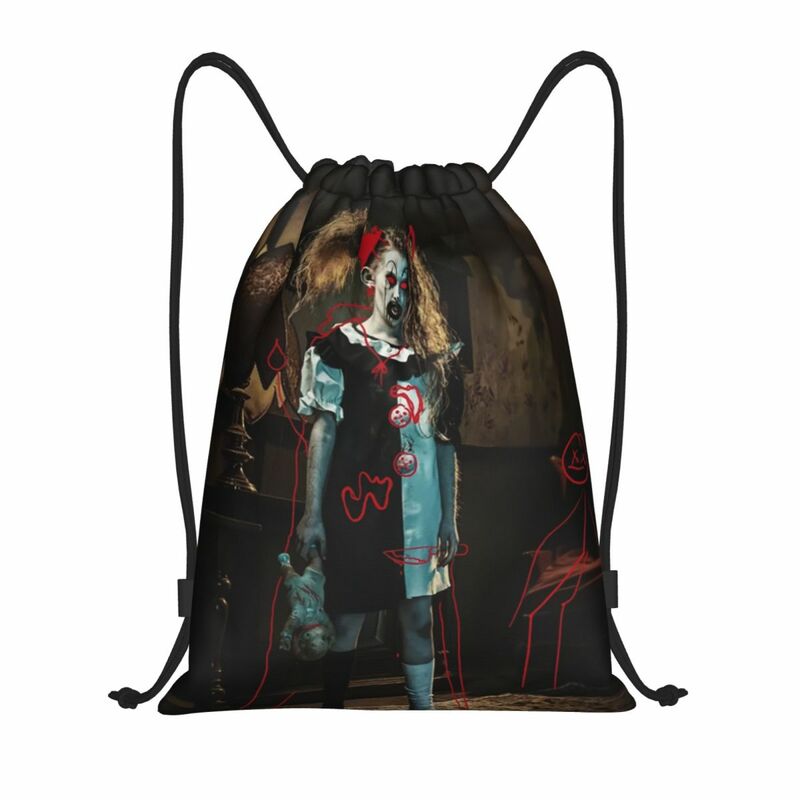 Terrifiers Girl-mochila con Cordón portátil para hombre y mujer, morral deportivo con diseño de película de terror para Halloween, gimnasio y entrenamiento