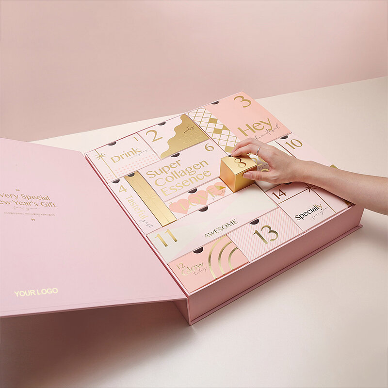 Spersonalizowany produkt kalendarz adwentowy pusta luksusowe opakowanie kartonowe prezent kosmetyczny odliczanie do pakowania kosmetyków