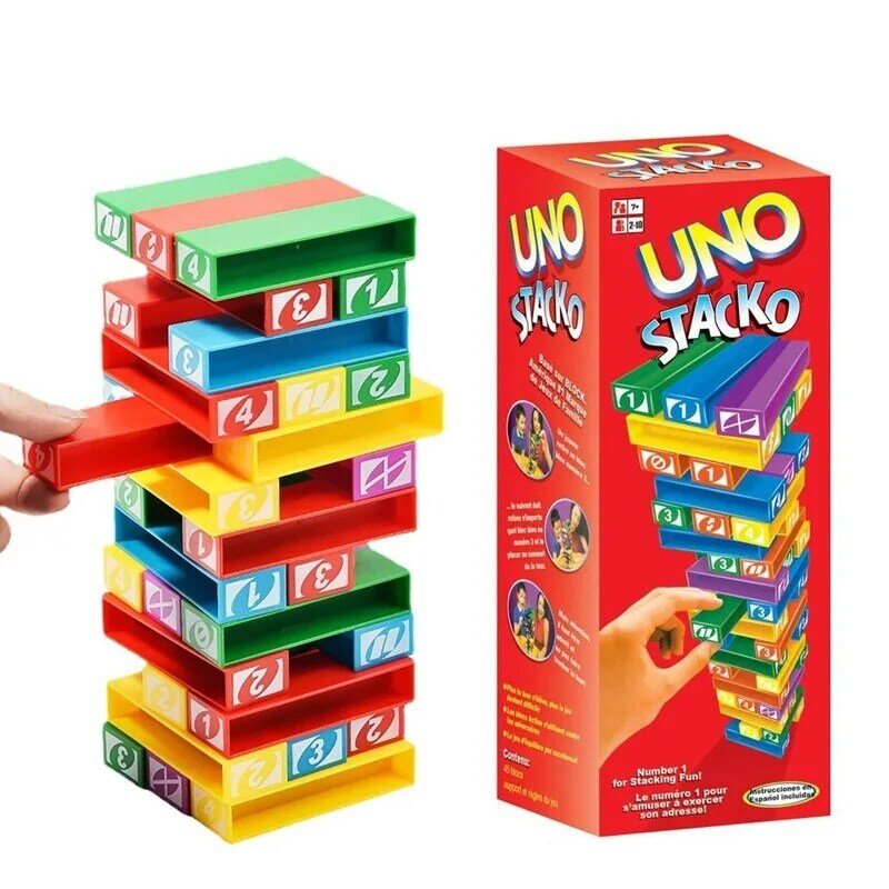 Stacko UNO 카드 보드 게임, 가족 엔터테인먼트, 포커 파티, 조기 교육 퍼즐 쌓은 장난감, 카드 놀이, 생일 선물
