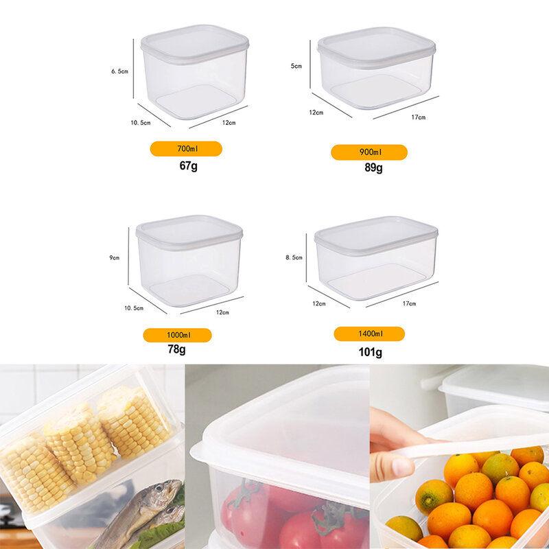 1Pc Voedselcontainers Opbergdozen Plastic Doorzichtige Magnetron Vriezer Veilig Dispenser Voedsel Verzegelde Doos Crisper Servies