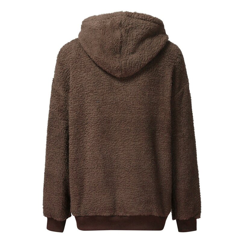 Sweter bertudung bersaku jalanan mewah hangat untuk wanita hoodie beludru wanita mantel longgar bertudung Y2K mantel Pullover estetika