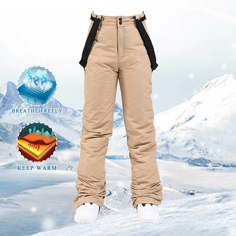 Celana Ski pria dan wanita, celana panjang olahraga papan salju, hangat tahan air tahan angin, celana tebal musim dingin luar ruangan untuk pria dan wanita