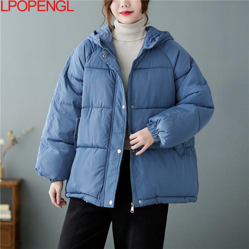 Winter Thickened Fashion Versatile Streetwear Jackets Woman Keep Warm Loose Casual Solid Color Wide-waisted Zipper Cotton Coat
