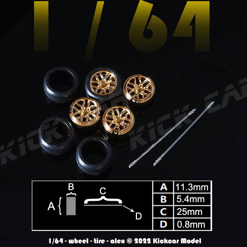 Tomica MiniGT-Conjunto de rodas para Hotwheels com pneu de borracha, eixo único Diecast Model Car, peças modificadas, brinquedos para veículos esportivos, 1: 64