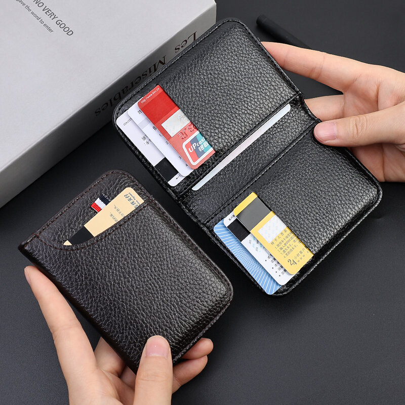 Tragbare super schlanke weiche Brieftasche Pu Leder Mini Kreditkarte Brieftasche Geldbörse Karten halter Männer Brieftasche dünne kleine kurze Brieftaschen