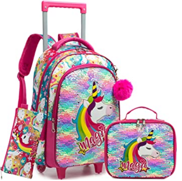 Детская школьная сумка-тележка, школьный рюкзак на колесиках для девочек