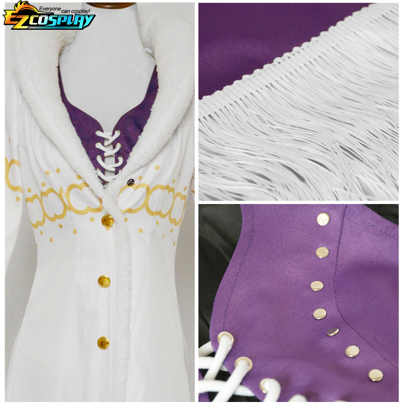 アニメnico-大人のコスプレ衣装,紫のドレス,長い毛皮の襟,白い服,パンクの衣装,ハロウィーンのユニフォーム,1個