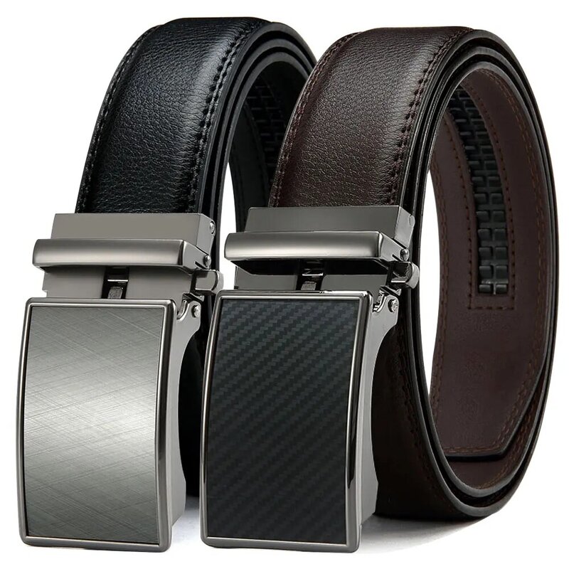 Men’s Belt Metal Luxury Brand Automatic Buckle Leather High Quality Belts for Men Men's Alloy Buckle Cowhide Belt Trendy Busines