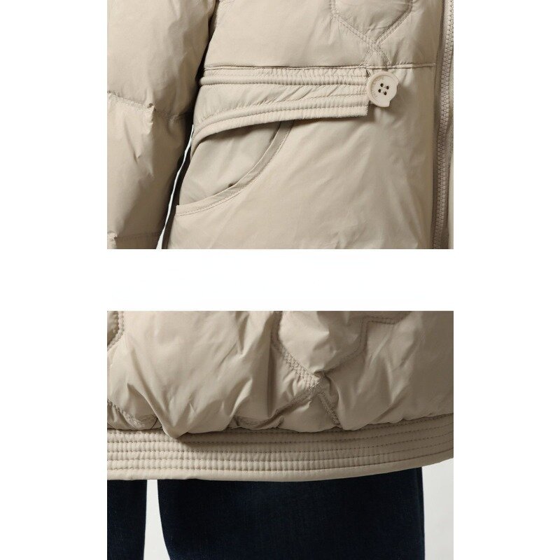 女性用の白いダックダウンコート,スタンドカラー,ショートレングス,アウター,軽くて暖かい,新しい冬のコレクション2023