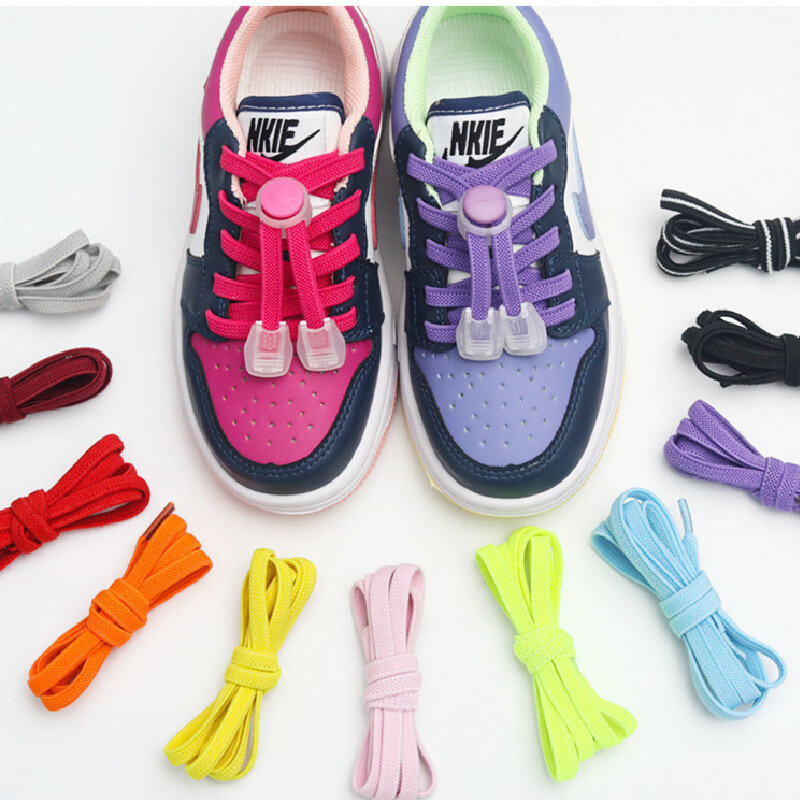 Cordones elásticos para niños, 1 par, 100cm, sin corbatas, para perezosos, zapatillas de deporte, zapatos deportivos, cordones con cierre de resorte