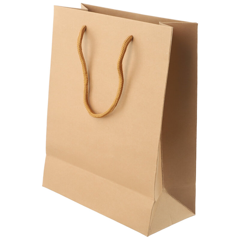 Brown Kraft Tote Bag Biodegradable Party Recyclable Shopping Smooth Wedding Carrier Bags Flat Handle Paper Bags