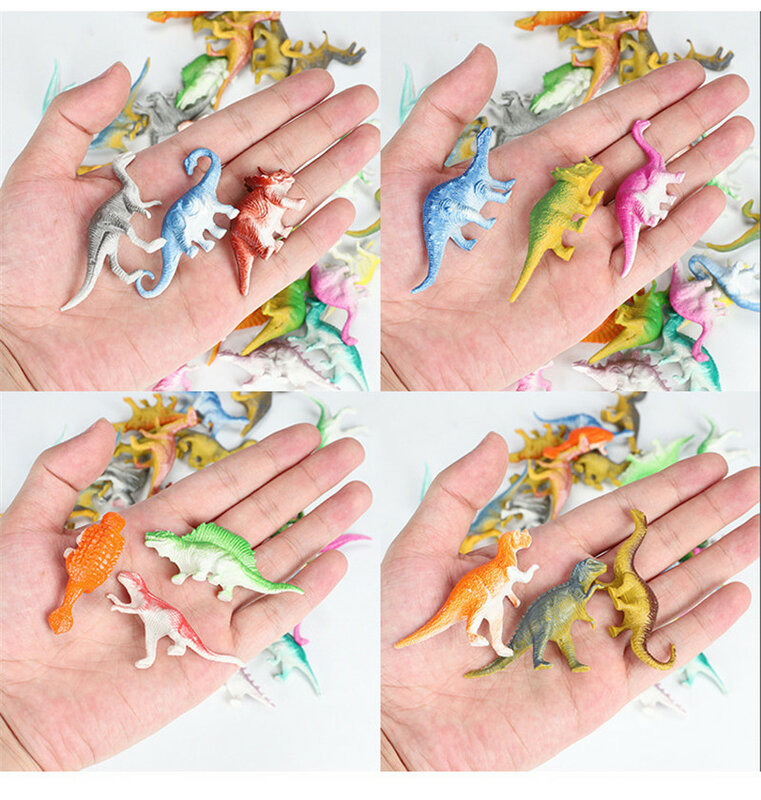39 pz/lotto Mini Dinosaur Model Simulation Solid Triceratops Tyrannosaurus Action Figures Kids Classic Educational Toys Boy Gifts