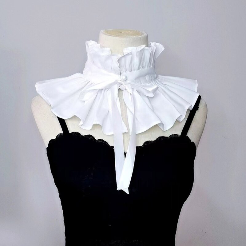 Викторианский элегантный воротник с рюшами, элегантная милая блузка для девочек, воротник с лацканами, шаль, декоративный лацкан