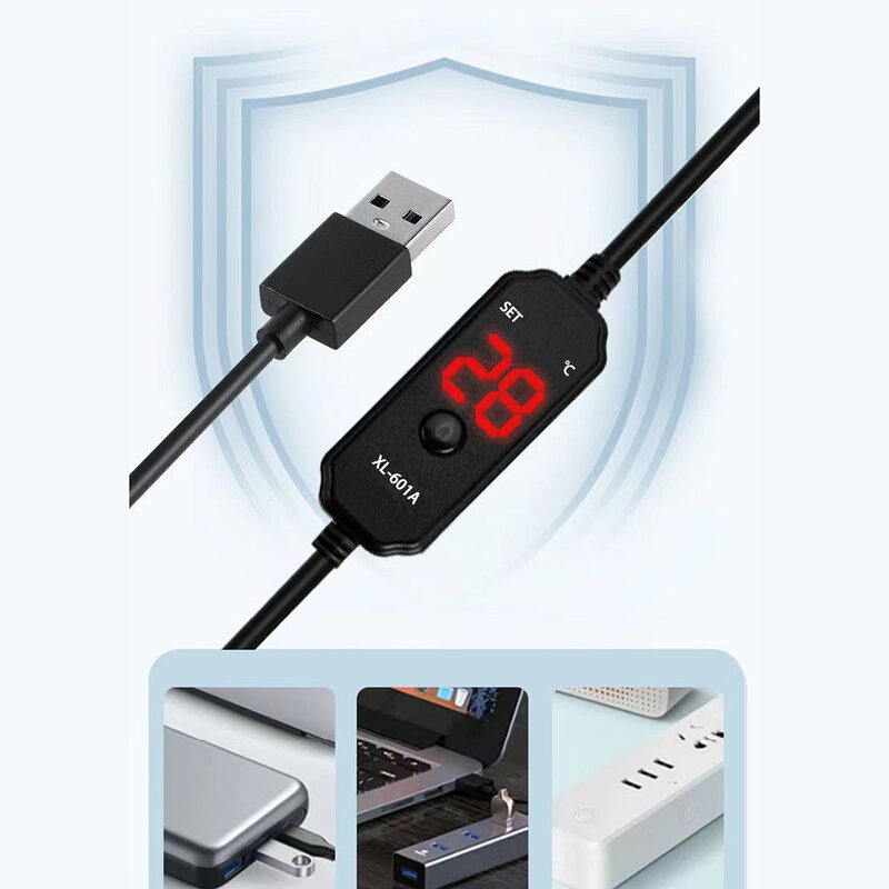 Calentador sumergible ajustable para acuario, dispositivo con pantalla Digital, controlador de temperatura externo, 18-34 °C, USB Mini, 20W/25W