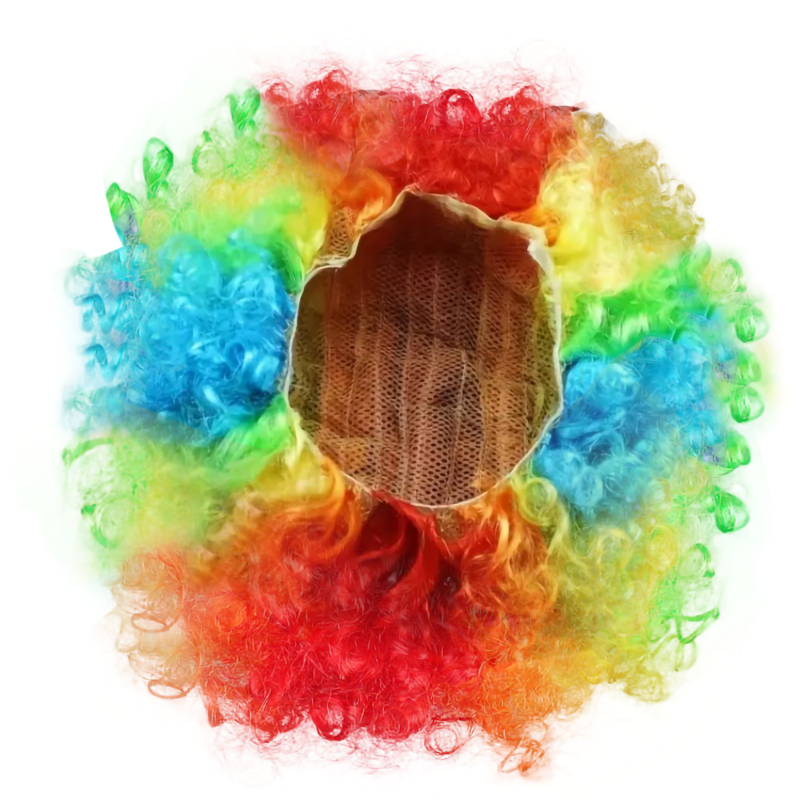 Peruka syntetyczna peruka do Cosplay peruka z falującymi kręconymi kolorowymi Bouffant klaun mężczyźni kobiety impreza urodziny Disco dekoracja peruka
