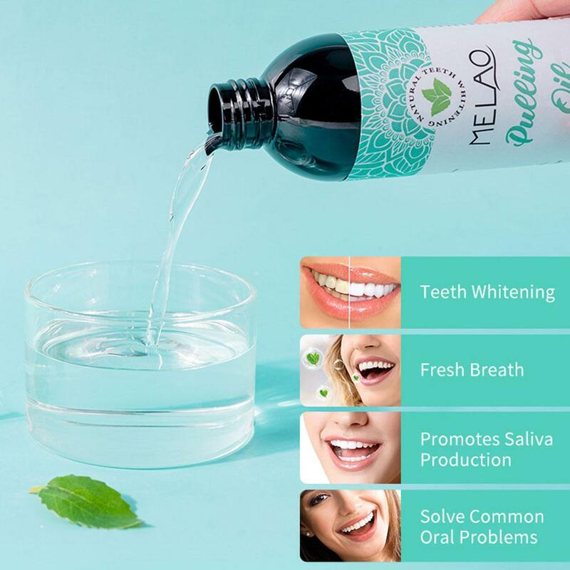 Enxaguante bucal oral com hortelã de coco, óleo puxador, cuidados com a saúde bucal, sem álcool, 237ml
