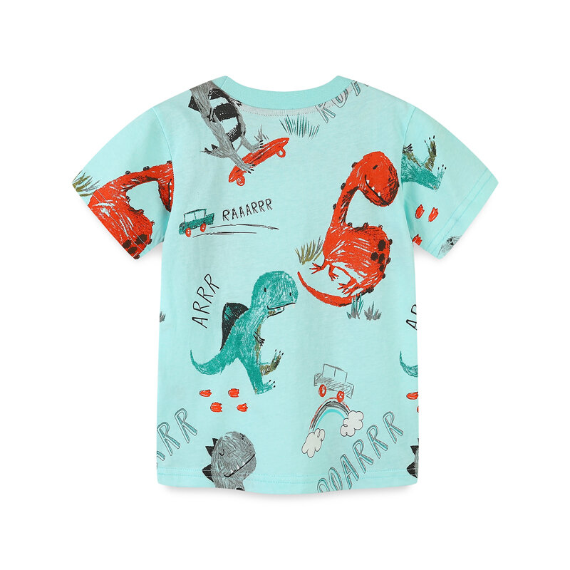 Little maven 2024 Atasan musim panas baru pakaian anak-anak t-shirt mode dinosaurus kartun baju anak bayi laki-laki