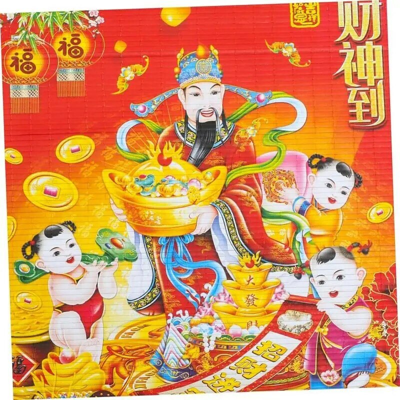Calendario chino tradicional colgante de desplazamiento, calendario colgante de oficina del Año del Dragón, imitación de ratán, 2024