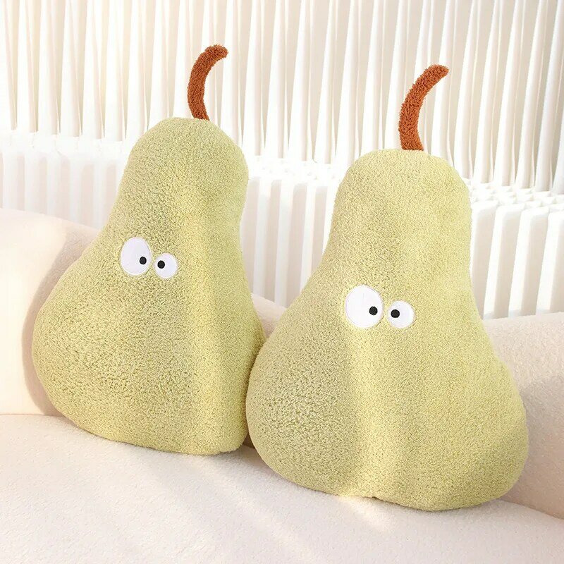 INS Style Big Size Fluffy Pear peluche Throw Pillow Home Decor morbido divano cuscino farcito Cartoon Lovely Fruit Doll Kids Funny Gift