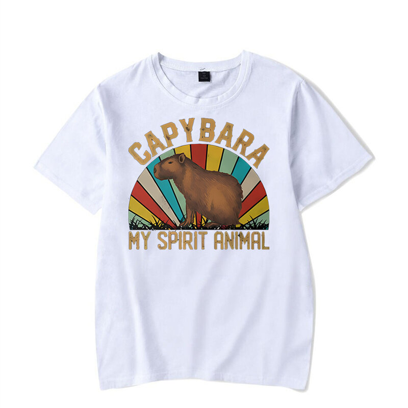 Capybara My Spirit สัตว์พิมพ์เสื้อยืดผู้ชาย2022ฤดูร้อน Harajuku แขนสั้นคอกลม Tee Casual Tshirts เสื้อสำหรับชาย