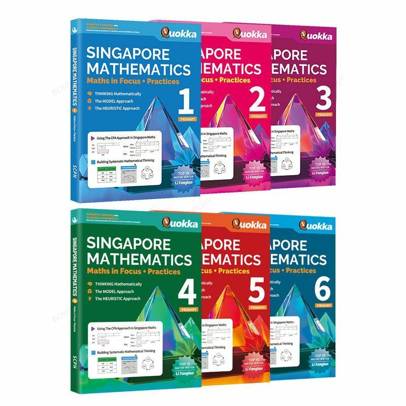 Libro de texto de matemáticas de Singapur de savia, libro de texto de matemáticas en prácticas de enfoque, escuela primaria, pensamiento, libro de trabajo con respuestas, grado 1-6