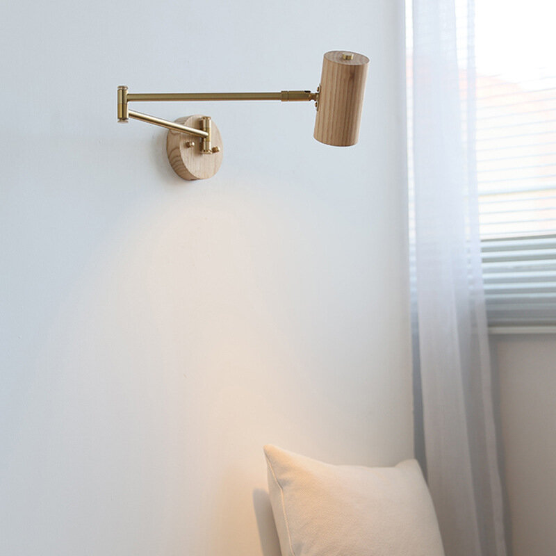 Wabi-sabi Style Swing luci da parete a braccio lungo con interruttore lampada da parete da lettura a braccio pieghevole regolabile per la decorazione del comodino della camera da letto di studio
