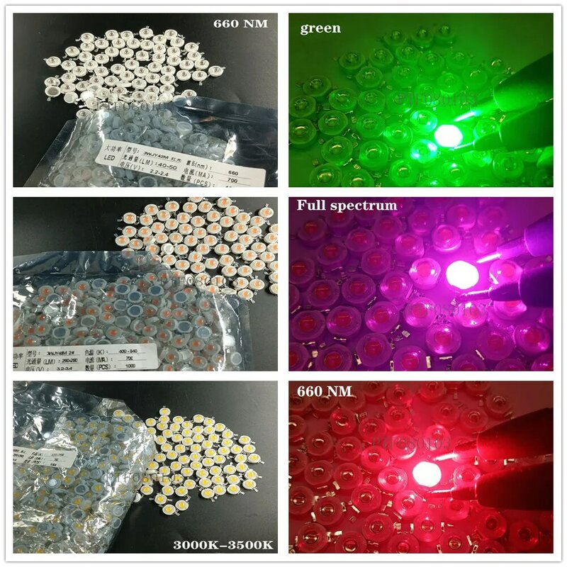 고출력 발광 다이오드 LED 칩, SMD 라이트 비드 이미터, 백색, 적색, 녹색, 청색, 황색 전구, 다이오드 램프, 120 도, 3W