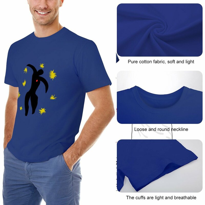 Colagem de Matisse masculina, camiseta noite estrelada, camiseta com o pescoço, verão, meninos, marca