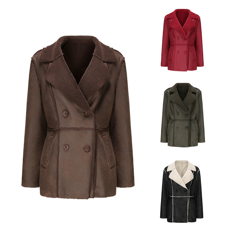 Новинка 2024, меховое интегрированное и плюшевое меховое пальто для женщин на осень и зиму, пальто средней длины, замшевое пальто для женщин