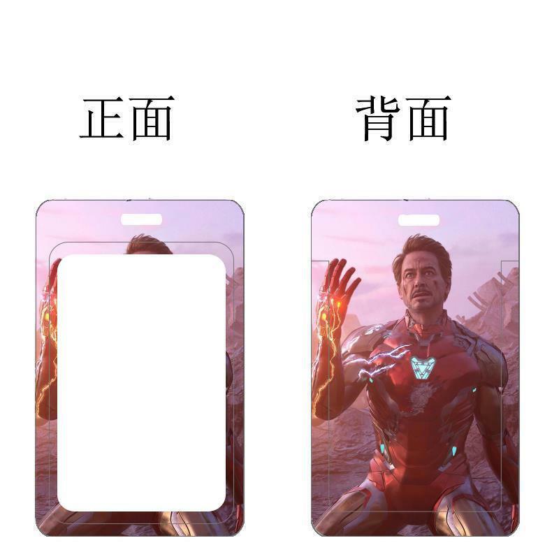 Marvel Classic Movie Iron Man PVC Card Holder Super Heroes Print Protective Case Anti-lost Lanyard ID Card Hanging Neck Bag Gift
