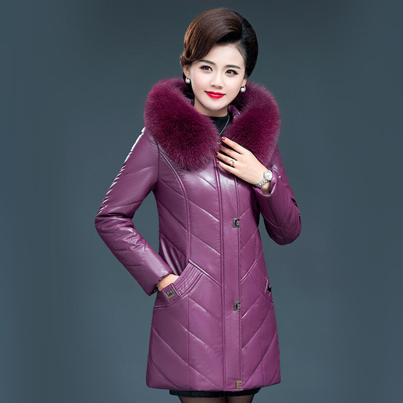 Casaco de couro feminino inverno agradável pop moda gola de pele quente com capuz falso casaco de pele de carneiro topos outerwear feminino plus size L-7XL