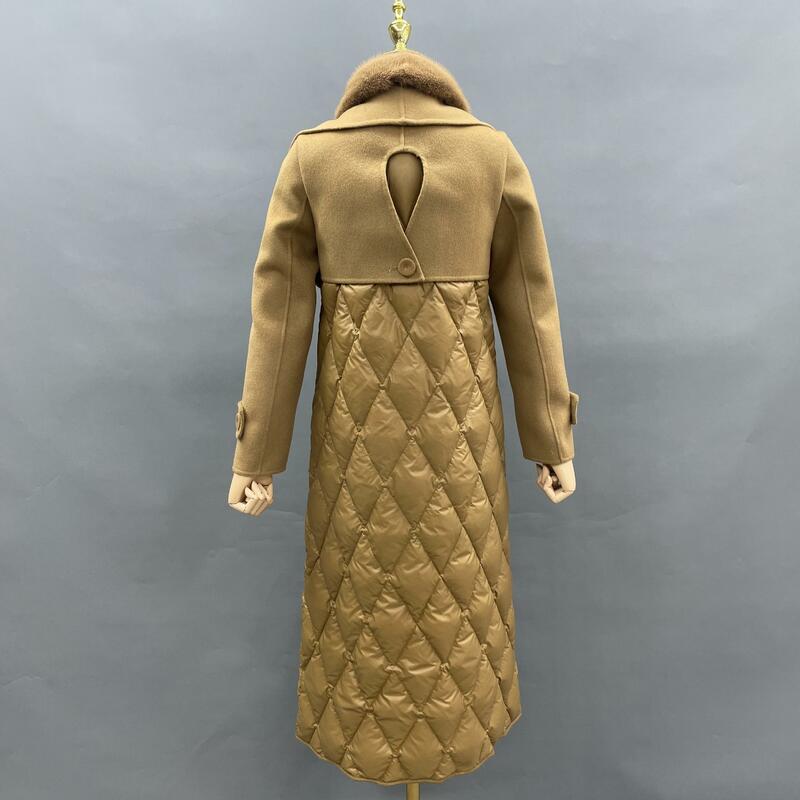 Abrigo cálido con cuello vuelto para mujer, chaquetas largas gruesas para exteriores, 2023