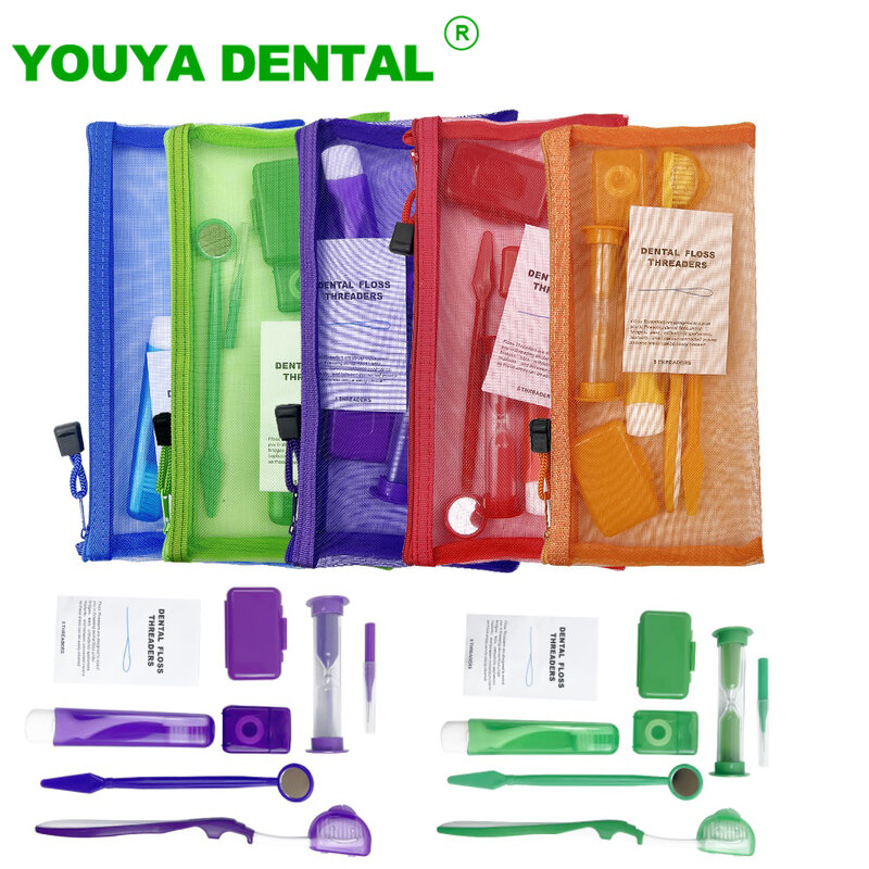 Juego de Herramientas de ortodoncia para el cuidado de la limpieza bucal, cepillo de dientes Interdental, hilo Dental, Kit de viaje, 8 unidades